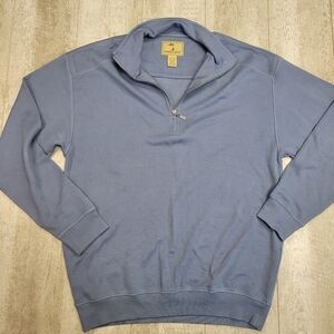 Jamaica Jaxx Mens Silk Blend Pullover Collared Polo Sweatshirt  Size Large Blue